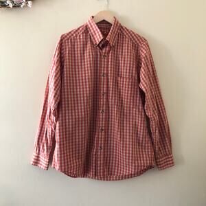 Gingham Button Down Shirt Orange Size M